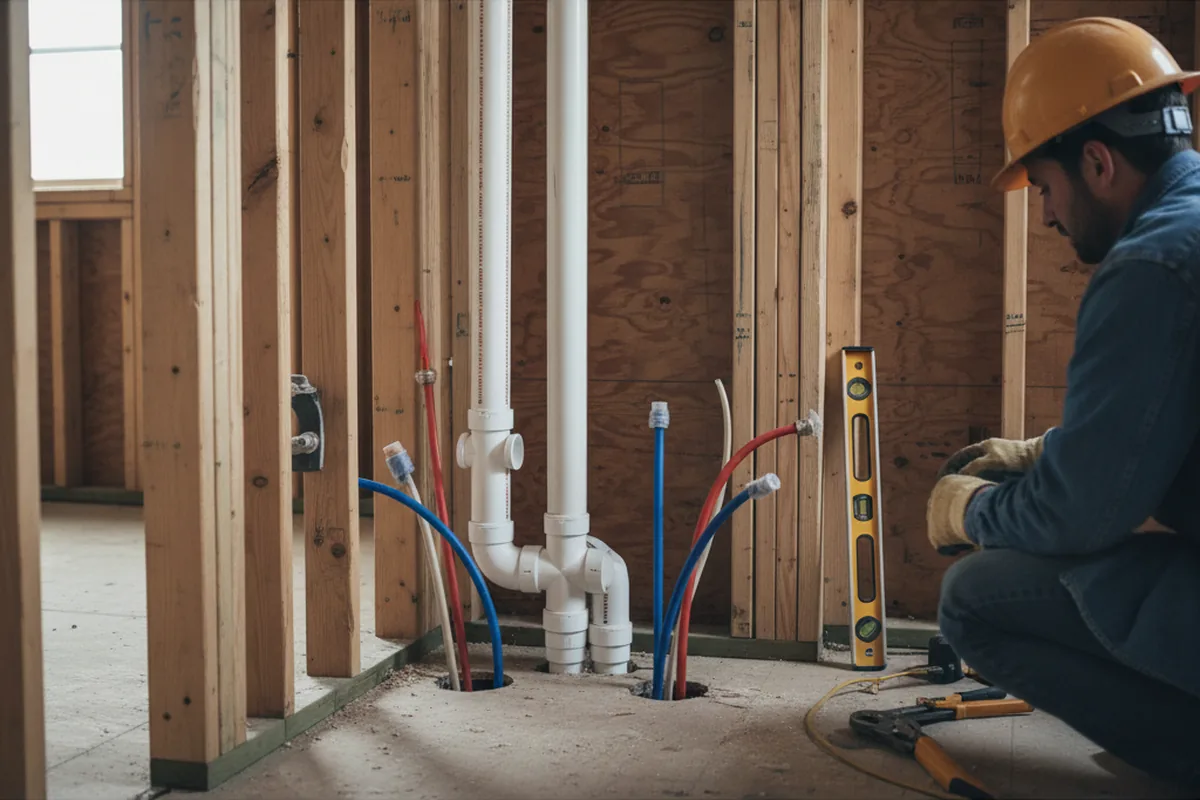 Drain and supply rough-in during Sump Pump Repair in Dayton